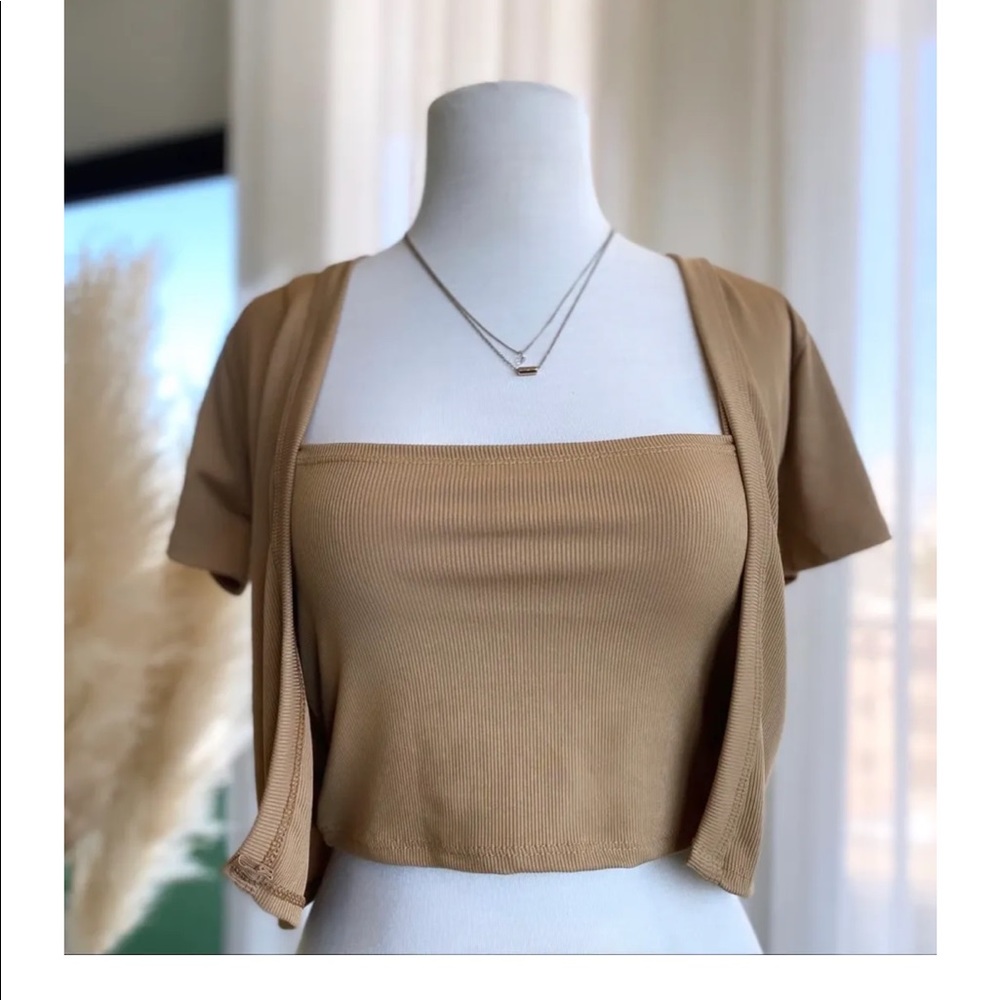 Tank top with Short Sleeve Cardigan